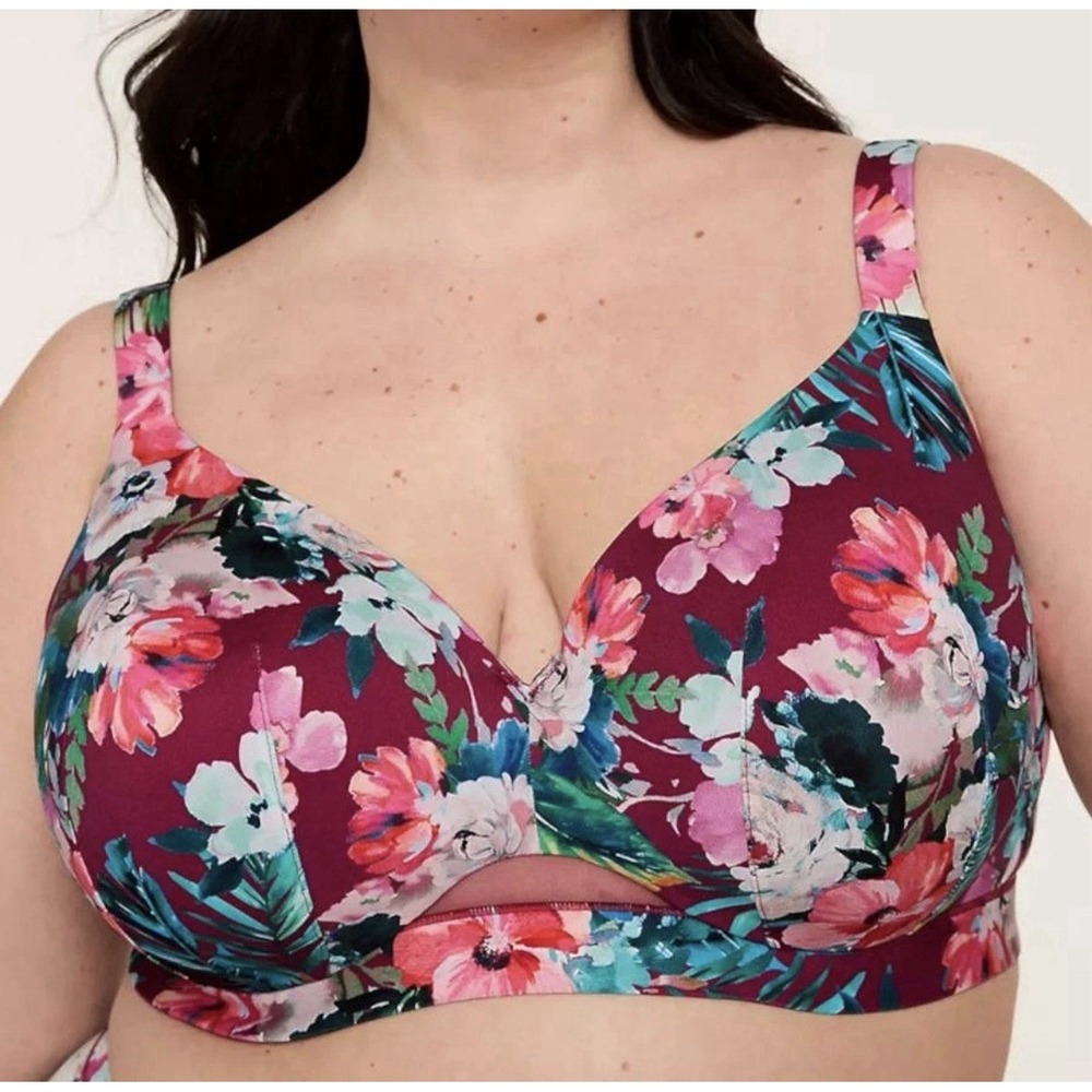 Lane Bryant Cacique Comfort Bliss Full Coverage Bra 40DDD Tropical Blooms